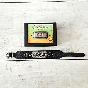 Leather bracelet with two tags